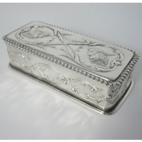 VICTORIAN CHESTER SILVER BOX DECORATED WITH CHERUBS - ADDITIONAL PHOTO 2