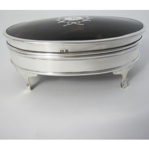 BEAUTIFUL LARGE SILVER AND TORTOISESHELL JEWELLERY OR TRINKET BOX - ADDITIONAL PHOTO 2