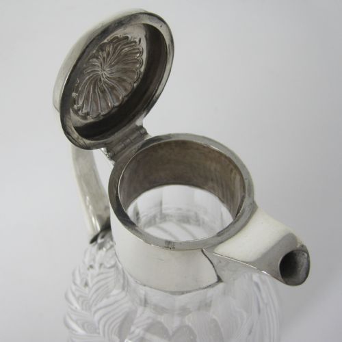 VICTORIAN SILVER MOUNTED CLARET JUG WITH CLEAR GLASS OVOID SHAPE SPIRAL CUT BODY - ADDITIONAL PHOTO 2