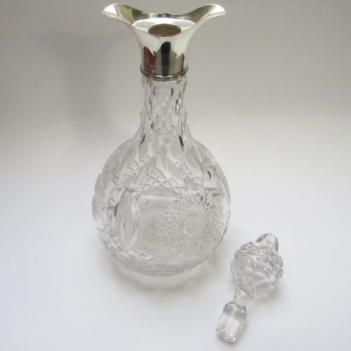 PAIR OF SILVER NECK AND CUT GLASS DECANTERS RETAILED BY ASPREY - ADDITIONAL PHOTO 5