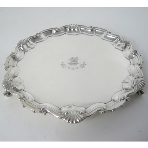 george iii style victorian circular silver salver - CATEGORY: ANTIQUE SILVER - DATED 1890