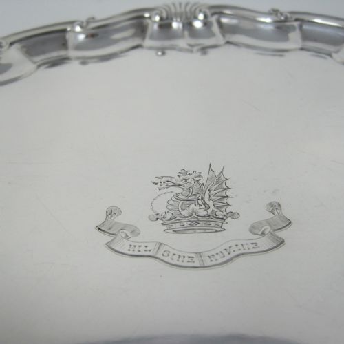 GEORGE III STYLE VICTORIAN CIRCULAR SILVER SALVER - ADDITIONAL PHOTO 4