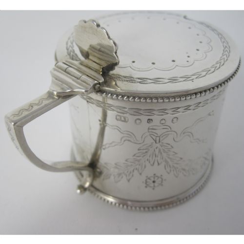 HAMILTON INCHES ANTIQUE VICTORIAN SILVER DRUM MUSTARD POT - ADDITIONAL PHOTO 4