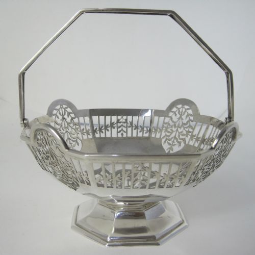 octagonal edwardian silver fruit basket - CATEGORY: ANTIQUE SILVER - DATED EDWARDIAN