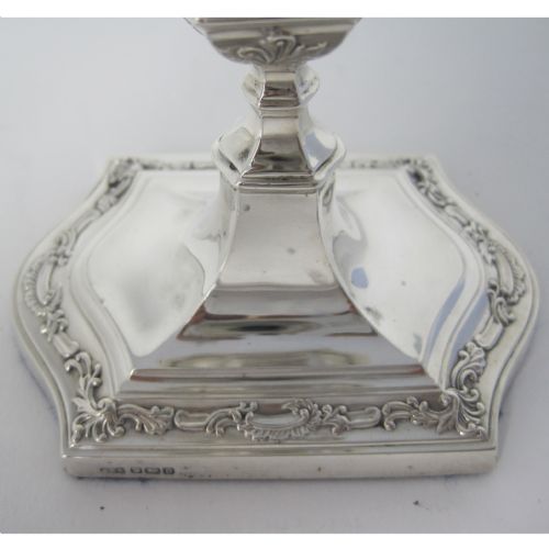 PAIR OF EDWARDIAN SILVER DWARF STYLE CANDLESTICKS - ADDITIONAL PHOTO 2