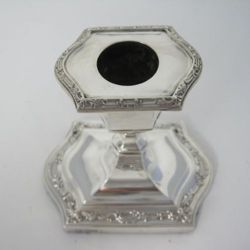 PAIR OF EDWARDIAN SILVER DWARF STYLE CANDLESTICKS - ADDITIONAL PHOTO 3