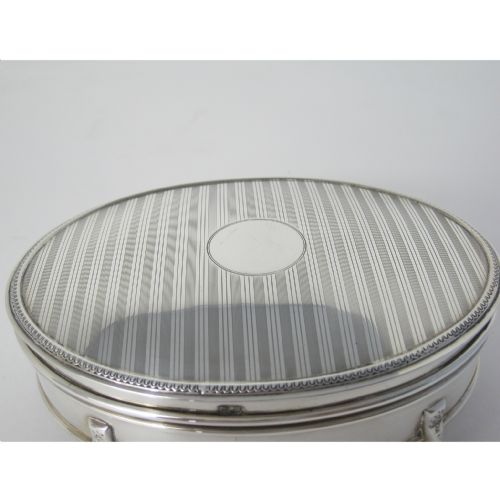 LARGE SILVER JEWELLERY OR TRINKET BOX WITH ENGINE TURNED PATTERN - ADDITIONAL PHOTO 1