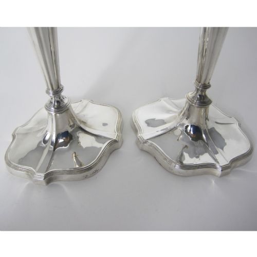 ELEGANT PAIR OF EDWARDIAN SILVER CANDLESTICKS WITH OVAL BASES - ADDITIONAL PHOTO 8