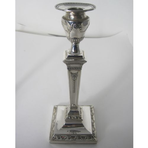 ATTRACTIVE PAIR OF VICTORIAN SILVER SQUARE BASE CANDLESTICKS - ADDITIONAL PHOTO 5