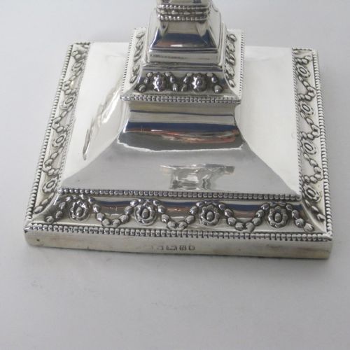 ATTRACTIVE PAIR OF VICTORIAN SILVER SQUARE BASE CANDLESTICKS - ADDITIONAL PHOTO 8