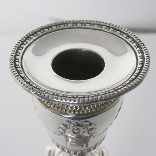 ATTRACTIVE PAIR OF VICTORIAN SILVER SQUARE BASE CANDLESTICKS - ADDITIONAL PHOTO 9
