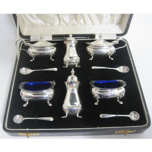 CHARMING 10 PIECE SILVER CONDIMENT SET - ADDITIONAL PHOTO 1