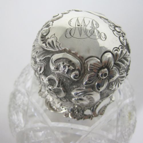 DECORATIVE VICTORIAN JOHN GRINSELL SON SILVER AND CUT GLASS PERFUME BOTT - ADDITIONAL PHOTO 1