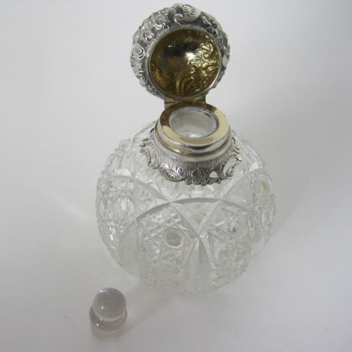 DECORATIVE VICTORIAN JOHN GRINSELL SON SILVER AND CUT GLASS PERFUME BOTT - ADDITIONAL PHOTO 2