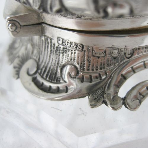 DECORATIVE VICTORIAN JOHN GRINSELL SON SILVER AND CUT GLASS PERFUME BOTT - ADDITIONAL PHOTO 3