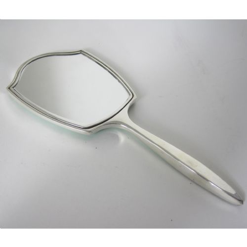 ART DECO STYLE SILVER AND GREEN GILLOCHE ENAMEL HAND MIRROR - ADDITIONAL PHOTO 4
