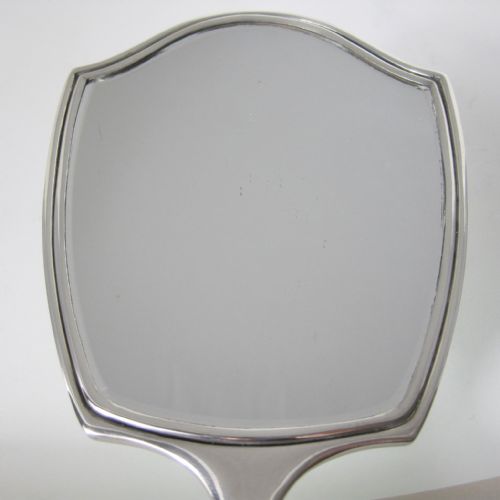 ART DECO STYLE SILVER AND GREEN GILLOCHE ENAMEL HAND MIRROR - ADDITIONAL PHOTO 5