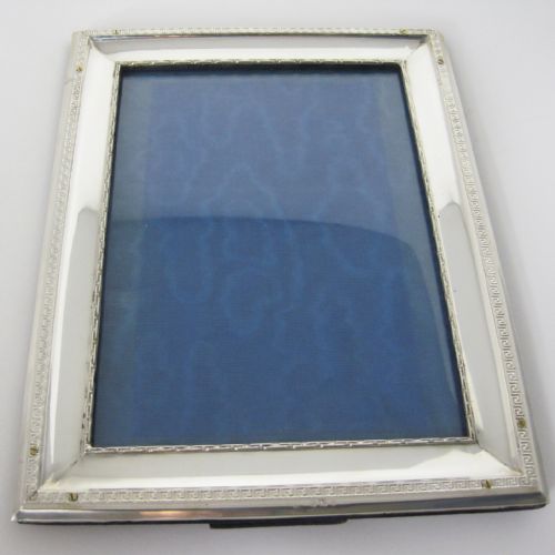 EDWARDIAN SILVER PHOTO FRAME WITH GREEK KEY PATTERN BORDER - ADDITIONAL PHOTO 1
