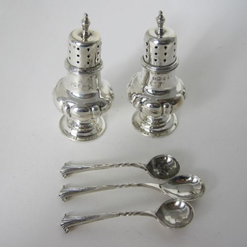 EDWARDIAN SILVER 8 PC CONDIMENT SET IN SILK AND VELVET LINED BOX - ADDITIONAL PHOTO 2