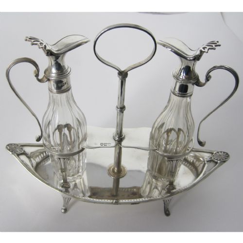 elegant thomas bradbury son silver oil and vinegar stand - CATEGORY: ANTIQUE SILVER - DATED 1890