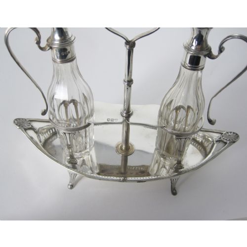 ELEGANT THOMAS BRADBURY SON SILVER OIL AND VINEGAR STAND - ADDITIONAL PHOTO 1