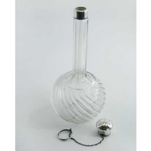 VICTORIAN SILVER AND GLASS PERFUME BOTTLE WITH PULL OFF LID - ADDITIONAL PHOTO 3