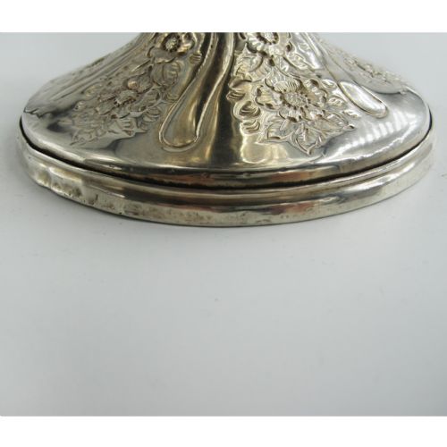 LARGE VICTORIAN SILVER GOBLET TROPHY CUP WITH FLORAL AND SCROLL EMBOSSING - ADDITIONAL PHOTO 4