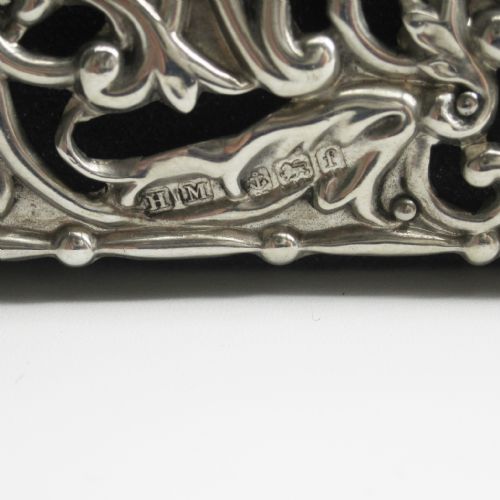 DECORATIVE EDWARDIAN SILVER PHOTO FRAME WITH PIERCED SCROLL AND FLORAL BORDER - ADDITIONAL PHOTO 4