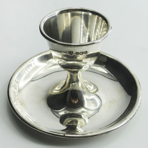 GOOD QUALITY PLAIN SILVER ANTIQUE EGG CUP AND STAND - ADDITIONAL PHOTO 1