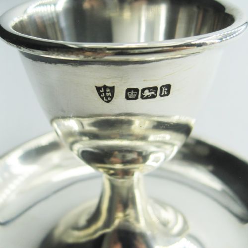 GOOD QUALITY PLAIN SILVER ANTIQUE EGG CUP AND STAND - ADDITIONAL PHOTO 3
