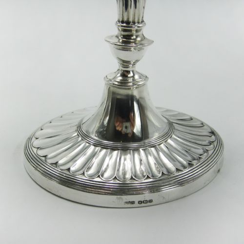 PAIR OF GEORGE III STYLE JAMES DIXON SON SILVER THREE LIGHT CANDELABRA - ADDITIONAL PHOTO 4