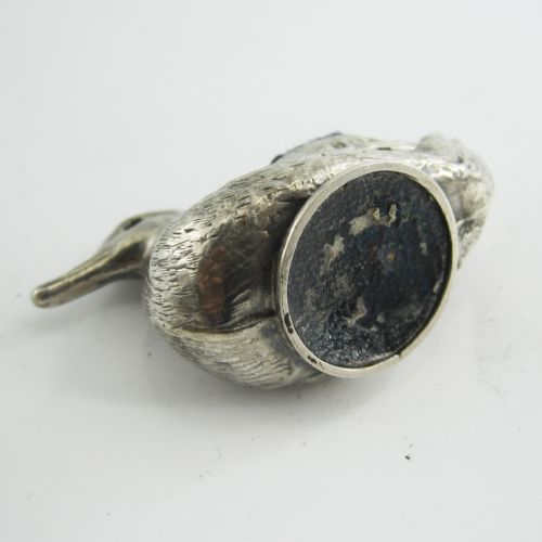 BEAUTIFUL EDWARDIAN SILVER DUCK PIN CUSHION WITH FINE DETAIL - ADDITIONAL PHOTO 1