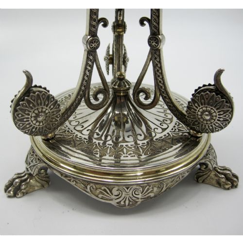 VICTORIAN ELKINGTON CO PARTIAL GILT COMPORT WITH CRANBERRY AND CLEAR GLASS CIRCULAR BOWL - ADDITIONAL PHOTO 4