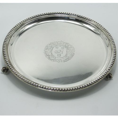 elegant victorian silver martin hall co circular salver - CATEGORY: ANTIQUE SILVER - DATED 1860