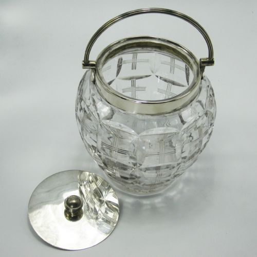 JAMES DIXON SON SILVER AND CUT GLASS BARREL OR ICE PAIL - ADDITIONAL PHOTO 3