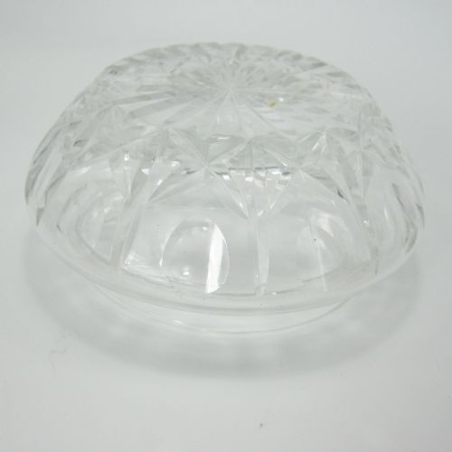 SILVER TOP DRESSING TABLE JAR WITH ENGINE TURNED PATTERNED LID AND CUT GLASS BASE - ADDITIONAL PHOTO 4