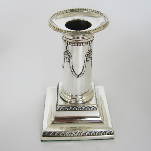 PAIR OF SILVER THOMAS BRADBURY DWARF CANDLESTICKS - ADDITIONAL PHOTO 2