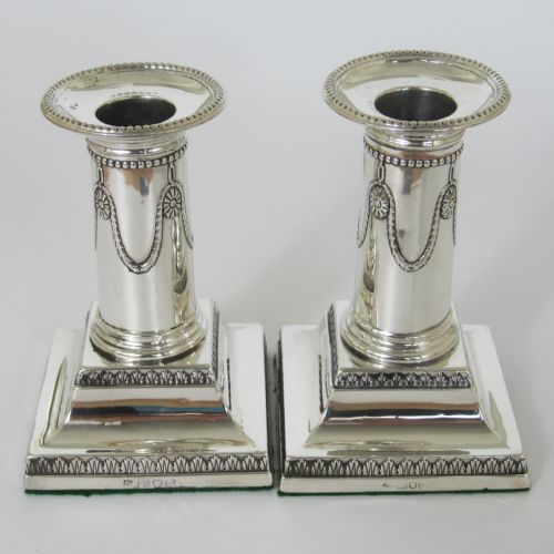 PAIR OF SILVER THOMAS BRADBURY DWARF CANDLESTICKS - ADDITIONAL PHOTO 8