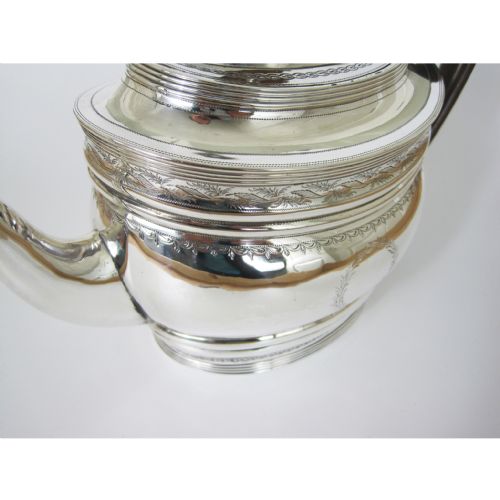 ELEGANT GEORGIAN SILVER TEAPOT WITH WOODED SCROLL HANDLE - ADDITIONAL PHOTO 5