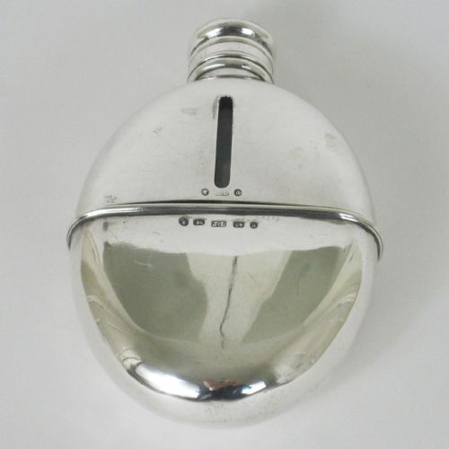 victorian silver hip flask in an oval form - CATEGORY: ANTIQUE SILVER - DATED 1870