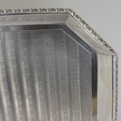 EDWARDIAN RECTANGULAR SILVER TRAY WITH CUT CORNERS AND DECORATIVE BORDER - ADDITIONAL PHOTO 2