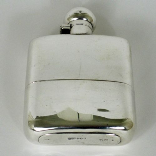 good quality 10 troy oz silver hip flask holds 8 fl oz - CATEGORY: ANTIQUE SILVER - DATED 1920