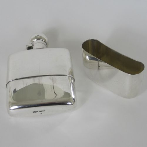 GOOD QUALITY 10 TROY OZ SILVER HIP FLASK HOLDS 8 FL OZ - ADDITIONAL PHOTO 3