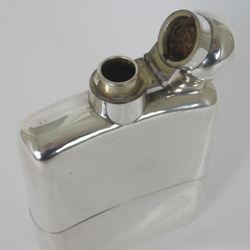 GOOD QUALITY 10 TROY OZ SILVER HIP FLASK HOLDS 8 FL OZ - ADDITIONAL PHOTO 4