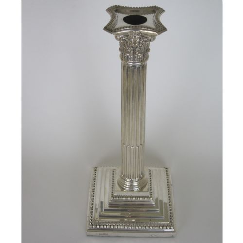SET OF FOUR MATCHED VICTORIAN SILVER CORINTHIAN COLUMN STYLE CANDLE STICKS - ADDITIONAL PHOTO 4