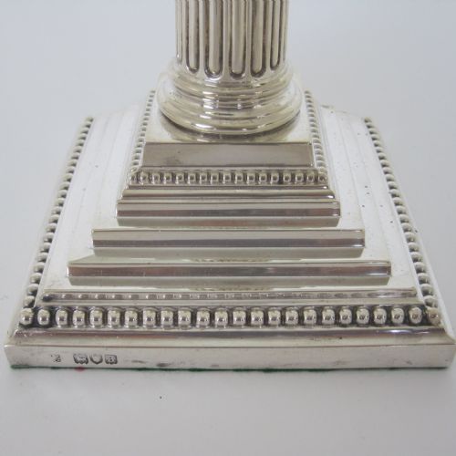 SET OF FOUR MATCHED VICTORIAN SILVER CORINTHIAN COLUMN STYLE CANDLE STICKS - ADDITIONAL PHOTO 9