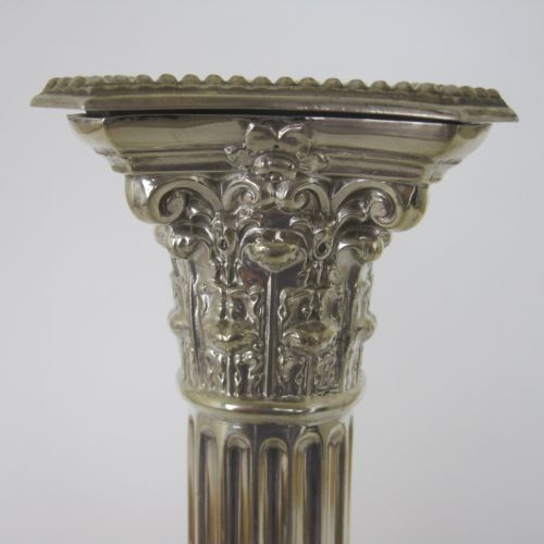 SET OF FOUR MATCHED VICTORIAN SILVER CORINTHIAN COLUMN STYLE CANDLE STICKS - ADDITIONAL PHOTO 10