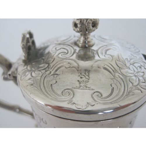 VICTORIAN SILVER MUSTARD POT WITH BRISTOL BLUE GLASS LINER - ADDITIONAL PHOTO 2