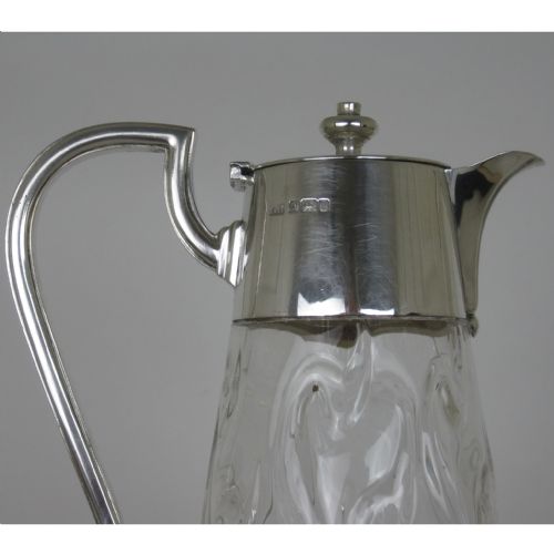 EDWARDIAN SILVER MOUNTED CLARET JUG WITH UNUSUAL SCROLL DESIGN GLASS BODY - ADDITIONAL PHOTO 1