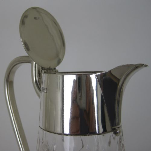 EDWARDIAN SILVER MOUNTED CLARET JUG WITH UNUSUAL SCROLL DESIGN GLASS BODY - ADDITIONAL PHOTO 2